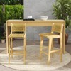 Costway 1/2/4 PCS Patio Teak Wood Bar Stool Outdoor Bar Height Chair with Rattan Backrest & Seat - 4 of 4