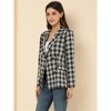 INSPIRE CHIC Women's Christmas Casual Fit Notched Lapel Double Breasted Plaid Formal Blazer - 2 of 4