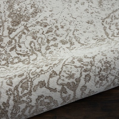 Ivory Medallion Flat Woven Reversible Runner Rug