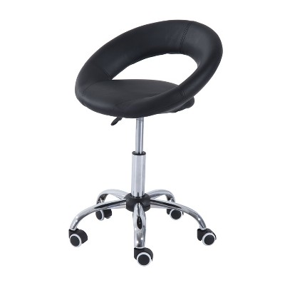 HOMCOM Rolling Office Chair with Adjustable Height Breathable Open Back Foam Cushion Seat and 5 Caster Wheels - Black