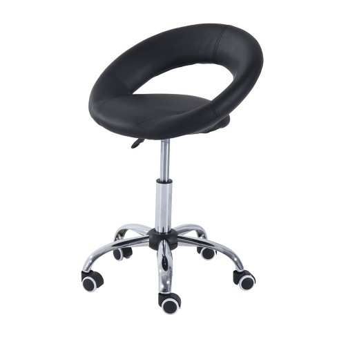 small round rolling low stool salon