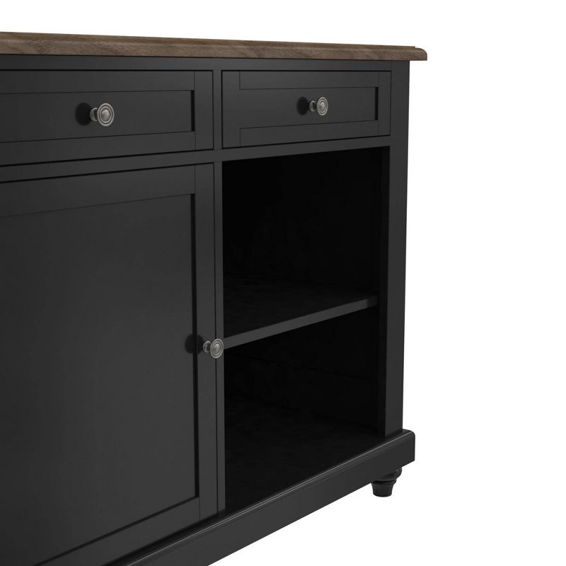 2 Stools and 2 Drawers Mona Kitchen Island with Black - Room and Joy, 5 of 11