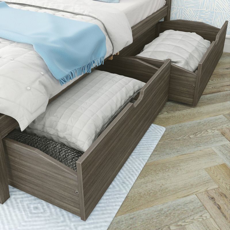 Max & Lily Queen Bed with Storage Drawers, Solid Wood Bed Frame with Panel Headboard, Wood Slat Support, No Box Spring Needed, 4 of 6