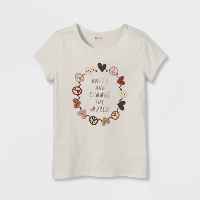 Girls' Adaptive 'Unite The World' Short Sleeve T-Shirt - Cat & Jack™ Cream