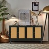 Rattan Sideboard Buffer Cabinet With 4 Rattan Doors, Adjustable Shelves, Storage Modern Storage Cabinet, Cupboard Console Table - 3 of 4