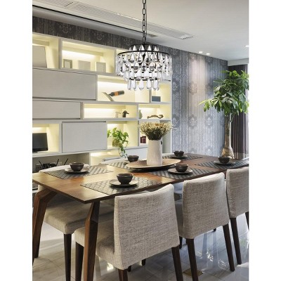 Mila Black Iron and Crystal Pendant Light with Adjustable Chain