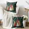Christmas Pillow Covers 18X18 Set of 2, Dark Forest Green White Gold Xmas Tree Winter Decorative (Copy) - 3 of 4