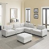 Whisen Chenille U-shaped Sectional Sofa with 2 Consoles, USB Charger, Storage Drawers and Pockets and Movable Ottoman - 2 of 4