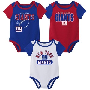 NFL New York Giants Boys' White 3pk Bodysuit - 1 of 4