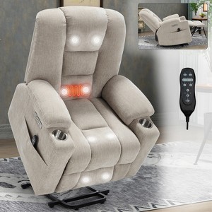 GDFStudio Ophelia Modern Chenille Upholstered Power Massage Lift Recliner Chair For Elderly - 1 of 4