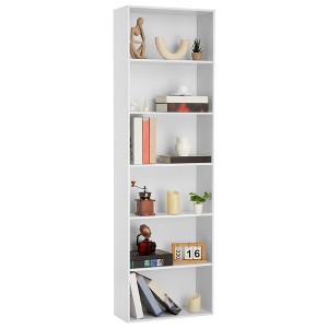 Rustic Industrial Bookcase - 6 Shelf Wood Organizer for Home, Office, Library | Sturdy Tall Storage Shelf for Living Room & Bedroom - 1 of 4