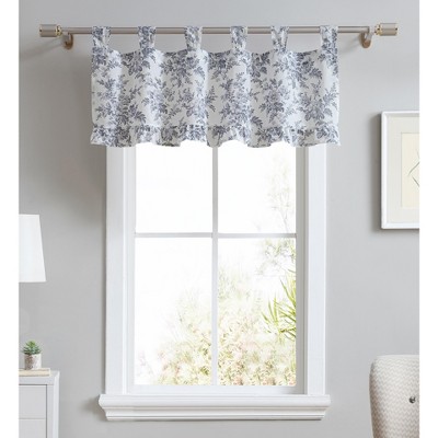 Laura Ashley Annalise Floral Tab Top Valance-50X20-Grey