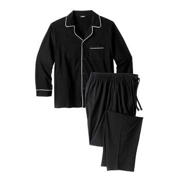 KingSize Men's Big & Tall Jersey Knit Plaid Pajama Set - Big - 6XL, Black  Plaid