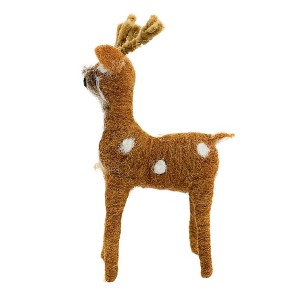 Tag 7.0 Inch Wooly Reindeer Small Antlers Christmas Animal Figurines - 1 of 3