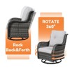 Belord Gray Wicker Swivel Rocking Chairs, Oversized Rocker Patio Chairs Rattan Glider Chairs with 4" Thick Seat Cushion - 3 of 4