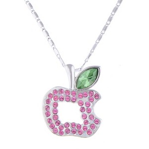 Anna-Kaci Women's Crystal Teardrop Pendant Necklace, Sparkling and Elegant Design with Adjustable Chain for Special Occasions - Apple - 1 of 4
