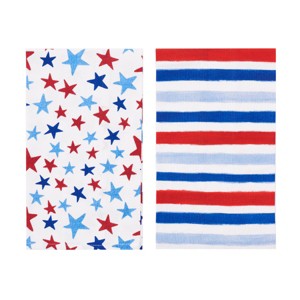 C&F Home Watercolor Red White and Blue Stars & Stripes 4th of July Kitchen Towel Set of 2 Patriotic Dishtowel Decoration - 1 of 4