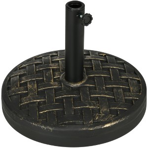 Outsunny 18" Patio Umbrella Base, 40 lbs. Heavy Duty Concrete Umbrella Stand with Metal Umbrella Holder for Outdoor, Lawn, Deck, Poolside, Bronze - 1 of 4