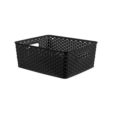 STOBOK Black Woven Storage Baskets Toilet Tank Topper Paper Basket 3  Compartment Storage Basket Desktop Storage Baskets Case Box for Organizer  Small Things Makeup Bathroom Office Home (Black)