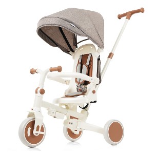 Angel Sar 7-in-1 Foldable Baby Tricycle, Adjustable Parent Push Handle Toddler Bike with Canopy & Guardrail, Removable Pedal Balance Bike for Ages 1-6 - 1 of 4