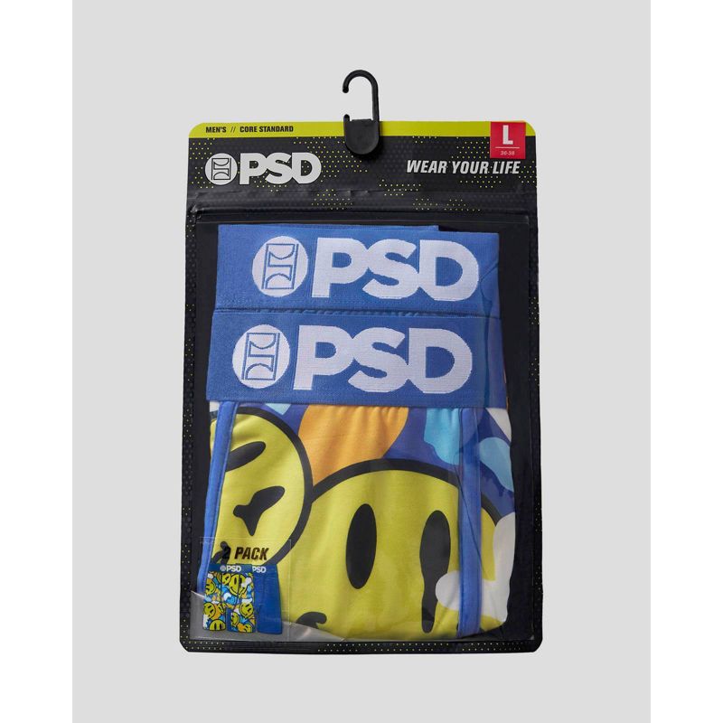 PSD Men's Smiley Print Boxer Briefs 2pk - White/Royal Blue/Yellow, 4 of 4