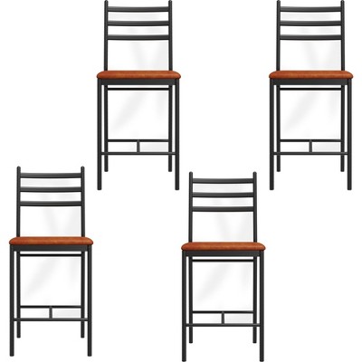 Bar Stools Set of 4, Faux Leather Bar Chair with Back, Thick Cushion, Upholstered Counter Height Bar Stools