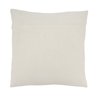 White Embroidered Cotton Square Throw Pillow with Duck Feather Fill