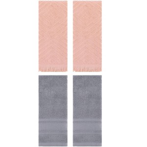 REGALWOVEN 4 Pcs Bathroom Cotton Soft and Absorbent Geometric Hand Towel 13" x 29" - 1 of 4