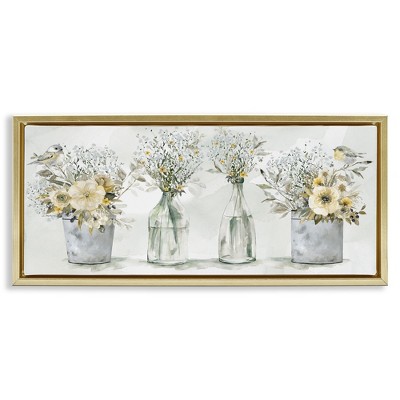 Stupell Industries Songbirds with Floral Bouquets, 31" x 14"
