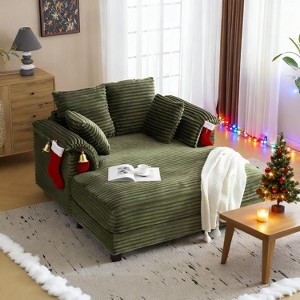 VINGLI Lounge Chair 56" Oversized Reading Chair Corduroy Chaise Sofa Recliner Bed Upholstered Comfy Sleeper Couch with Throw Pillows and Armrests - 1 of 4