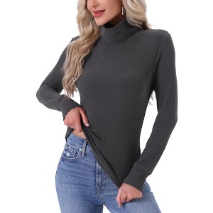 INSPIRE CHIC Women's Turtleneck Tops Slim Basic Mock Turtle Long Sleeve Shirts 2025 Fall Winter Layering Outfits Basic Layer - 1 of 4