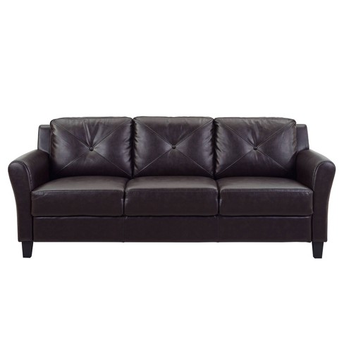 Grey faux leather 2 seater online sofa