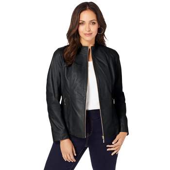 Jessica London Women's Plus Size Drape-front Leather Jacket, 18