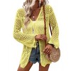 Women's Crochet Cardigan Light Weight Long Sleeve Tie Front Hollow Out Thin Cardigan - 2 of 4