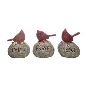Transpac Resin Cardinal Stone Figurine Set of 3 Spring Home Decorations - 1 of 1