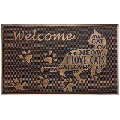 The Lakeside Collection Welcome Cat Lover Rubber Doormat