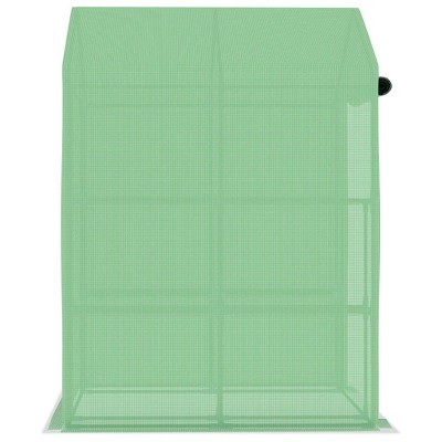Green 56.3" x 76.8" Steel Frame Greenhouse with Shelves