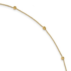 Black Bow Jewelry 14k Yellow Gold Diamond Cut 3mm Beaded Cable Chain Anklet, 10-11 Inch - 1 of 4