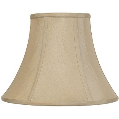 Imperial Shade Taupe Medium Bell Lamp Shade 7" Top x 14" Bottom x 11" Slant x 10.5" High (Spider) Replacement with Harp and Finial
