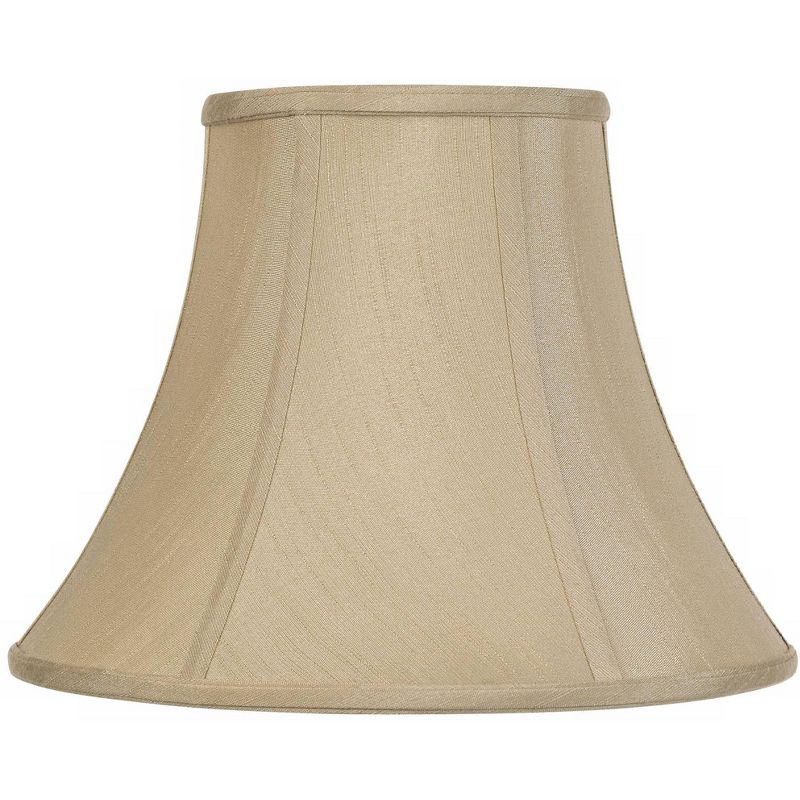 Imperial Shade Taupe Medium Bell Lamp Shade 7" Top x 14" Bottom x 11" Slant x 10.5" High (Spider) Replacement with Harp and Finial, 1 of 8
