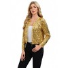 Anna-Kaci Women's Sequin Bomber Jacket with Zipper Front and Ribbed Trim - 3 of 4