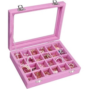 Jewelry Box 24 Grid Jewelry Ring Display Organiser Box Tray Holder Earrings Storage Case - 1 of 4