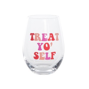 Totalee Gift Treat Yo Self Glass w/ Stopper Set of 2 Glass Clear 18 oz - 1 of 2