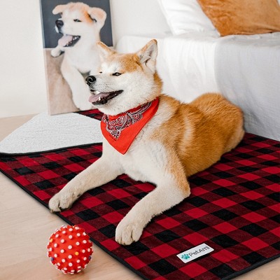 Large Red Plaid Waterproof Sherpa Fleece Pet Blanket