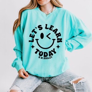 Simply Sage Market S.W.Smiley Let's Learn Today Circle Lightweight Garment Dyed Sweatshirt - 1 of 4
