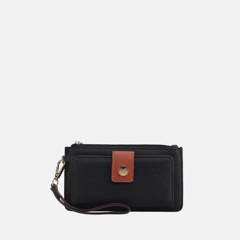 MKF Collection Olympe Vegan Leather Women’s Wristlet Wallet by Mia K - Black Cognac