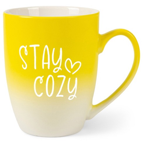 Elanze Designs Stay Cozy Two Toned Ombre Matte Yellow and White 12 ounce Ceramic Stoneware Coffee Cup Mug - image 1 of 4