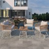 ELJGET 4 Piece Boho Patio Furniture Set, Modern Rope Patio Loveseat Couch & Arm Chairs with Coffee Table for Apartment, Balcony Deck Porch, Beige - 2 of 4