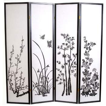 Legacy Decor Bamboo Floral Room Divider Screen