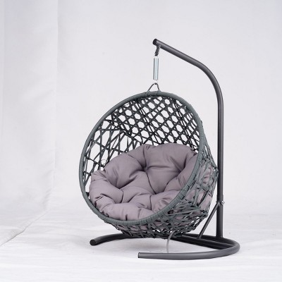 LAOTIES Cat Swing Bed with Stand and Cushion,Indoor Rattan Wicker Egg Chair Hammock for Cats,Small Dogs And Other Small Pets